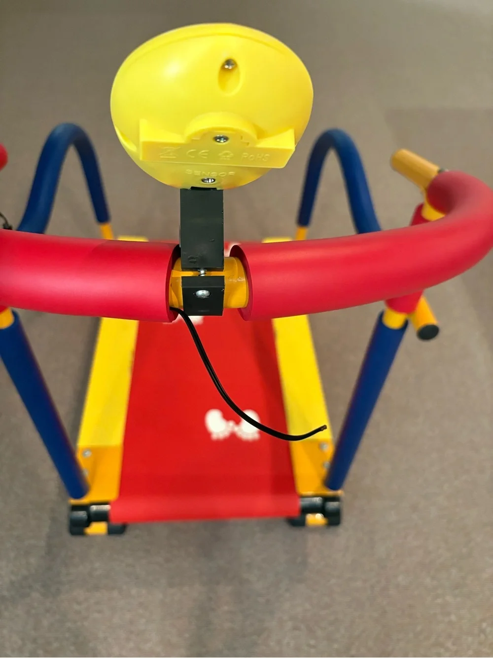 Children's Bright Red & Yellow Treadmill with Blue Handrails -Kids Toy 3-15 year